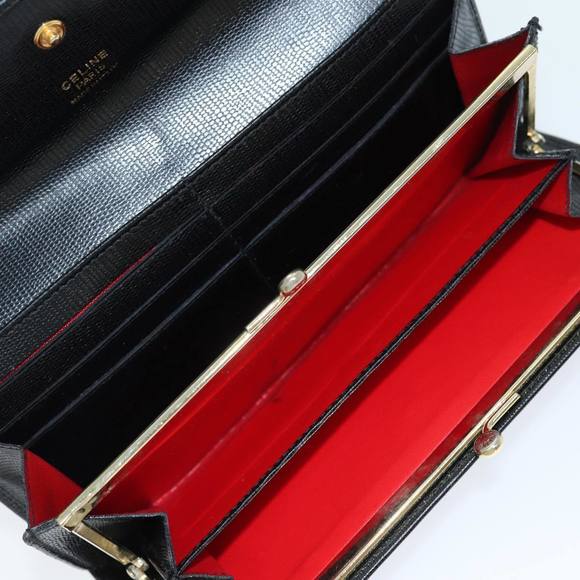 CELINE Long Wallet Leather Black Auth 81009 - Picture 9 of 16